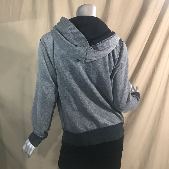 Prince & Fox Women's Medium Grey Black Zip Up Sweatshirt Hoodie - Picture 6 of 16